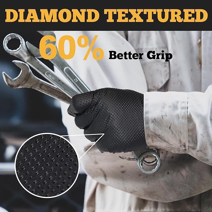 TitanFlex Heavy Duty Black Industrial Nitrile Gloves - Image 4