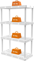Gracious Living 3 Pack Light Duty Storage Shelves, Knect-A-Shelf 4-Shelf Ventilated Shelving Rack Organizer for Home, Garage, Basement & Laundry, White - Image 7