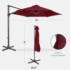 Best Choice Products 10ft Offset Cantilever Hanging Market Patio Umbrella, Smooth 360° Rotation, 8 Sturdy Ribs, Easy Adjustment - Burgundy - Image 2