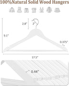 AMKUFO Wooden Hangers 20 Pack Wood Suit Hangers Non Slip Wooden Coat Hangers - Image 2