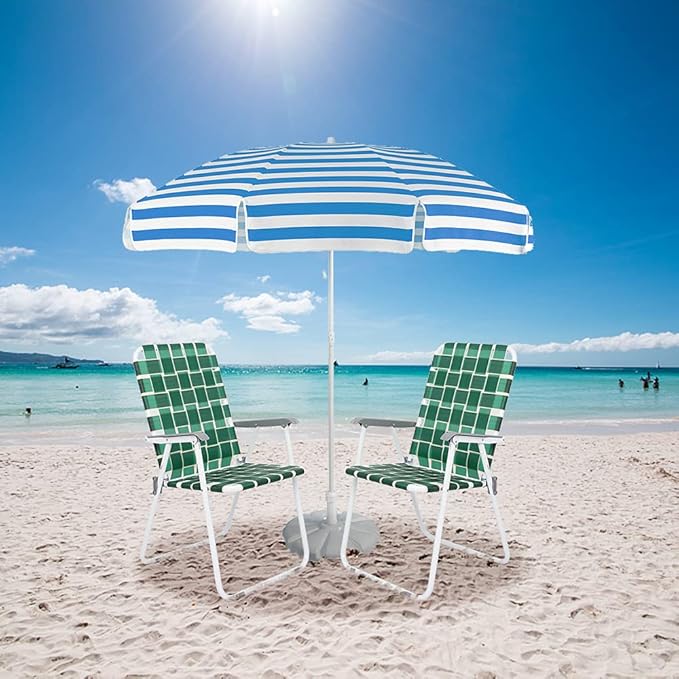VINGLI Patio Lawn Webbed Folding Chairs Set of 2, Outdoor Beach Chair Portable Dining Chair for Outdoor Yard, Garden (Dark Green, Classic) - Image 2