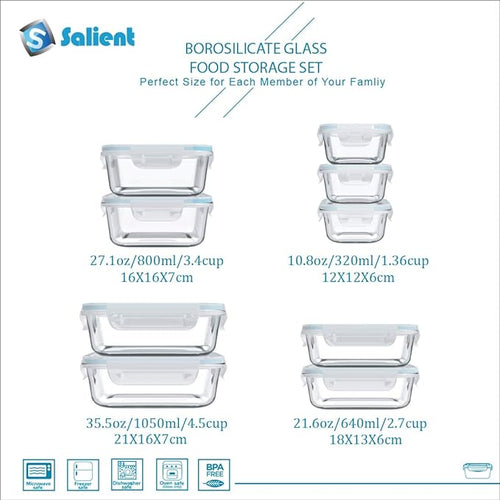 18 Piece Glass Food Storage Containers - Image 2