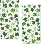 St Patrick’s Day Hand Towels Holiday Lucky Clovers Shamrock Kitchen Towels Soft by qiuhuang