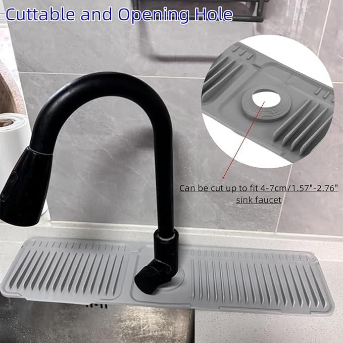 dophee Faucet Mat for Kitchen Sink, Dark Grey - Image 2