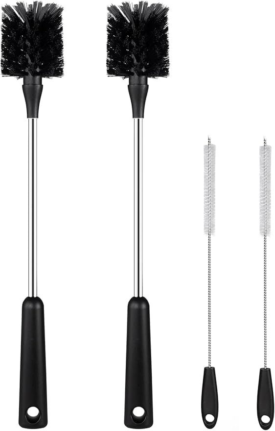 Water Bottle Brush & Straw Cleaner Set, Stainless Steel Long Handle Baby Bottle by ToGeeKa