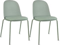 2xhome Modern Stackable Armless Dining Chair | Plastic Shell Seat with Metal Legs | Indoor or Outdoor Use | Home Kitchen Patio (2, Green, Padded Seat) by 2xhome