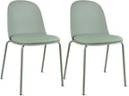 2xhome Modern Stackable Armless Dining Chair | Plastic Shell Seat with Metal Legs | Indoor or Outdoor Use | Home Kitchen Patio (2, Green, Padded Seat) by 2xhome
