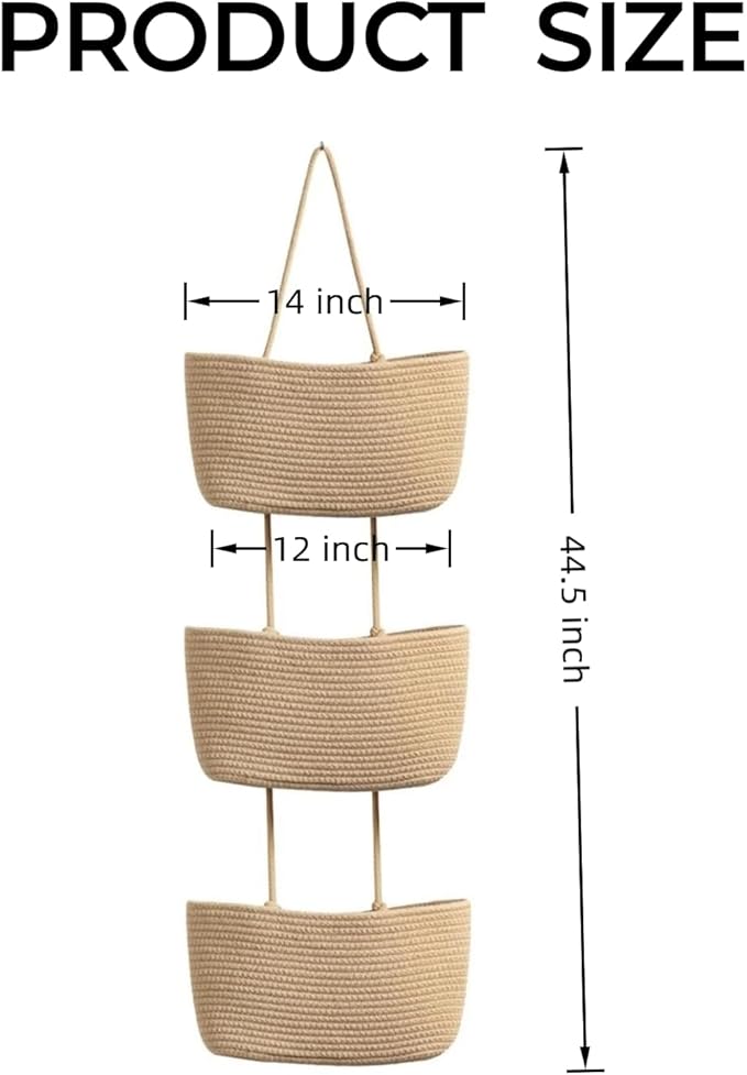 Over the Door Organizer, 3 Tier Hanging Wall Basket Storage - Image 6