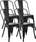 FDW | Metal Dining Chairs | Set of 4 | Black | Stackable Tolix Side Chairs with Backrest | Scratch-Resistant | Non-Slip Feet | Indoor/Outdoor Use | 330 lbs Capacity | for Kitchen & Restaurant by FDW