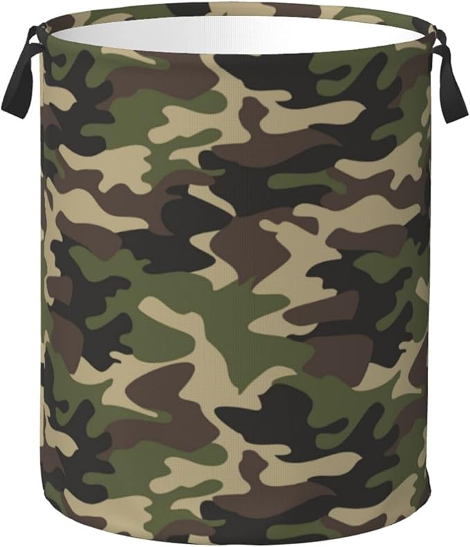 Green Camouflage Laundry Hamper Bag by Unknown