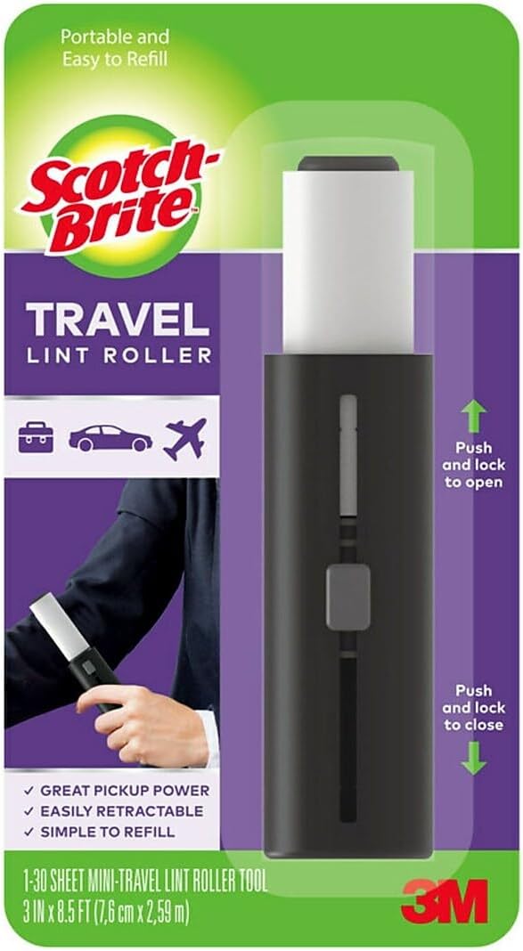 Scotch-Brite Mini Travel Lint Roller, Works Great On Pet Hair, 30 Sheets by Scotch-Brite
