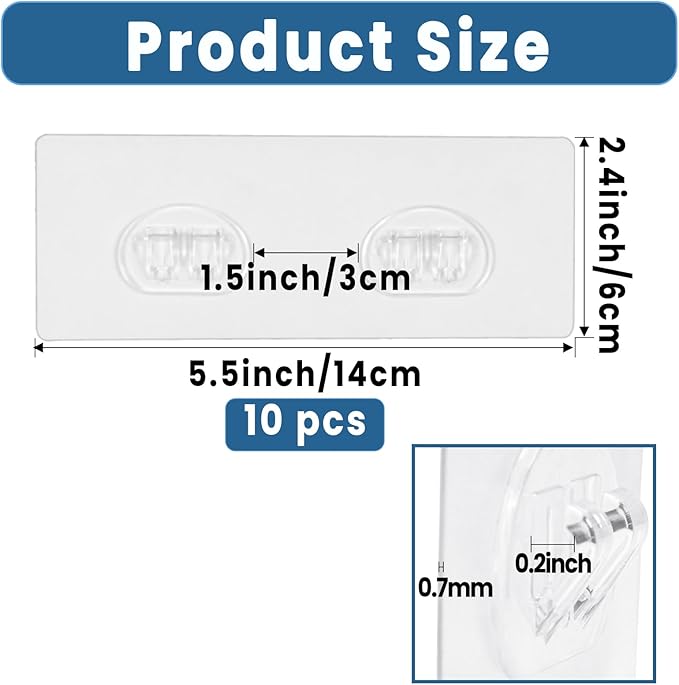 10 Pack Shower Caddy Adhesive Replacement, Shower Shelf Strong Adhesive Hooks - Image 2