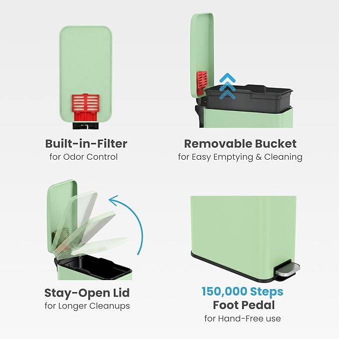 iTouchless 3 Gallon Slim Bathroom Trash Can - Image 3