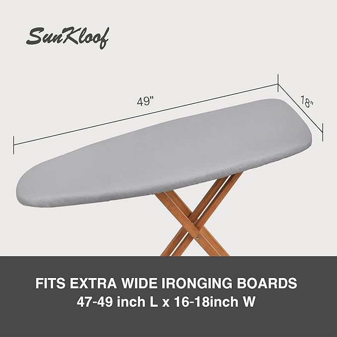 Ironing Board Cover and Pad 18"x49" Extra Wide Natural Cotton, Scorch and Stain - Image 6