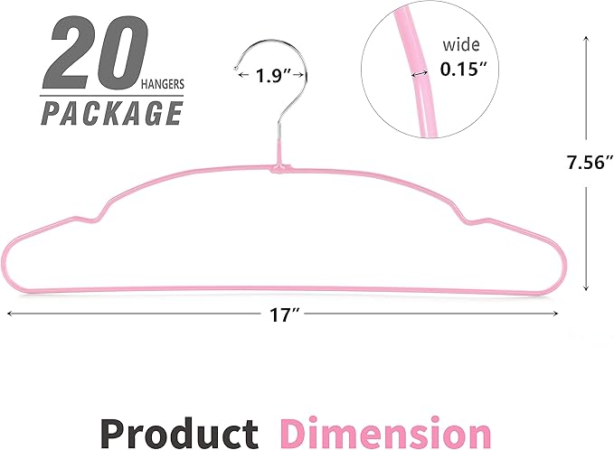 TOPIA HANGER Non Slip Hanger 20 Pack, Metal Clothes Hangers Space Saving - Image 4