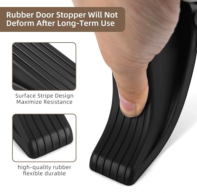 Door Stoppers for Bottom of Door on Floor, Premium Rubber Door Stopper Wedge - Image 3