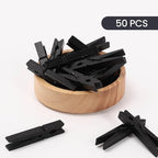 50PCS Colored Wooden Clothespins Black, 2.9inch Clothes Pins - Image 3