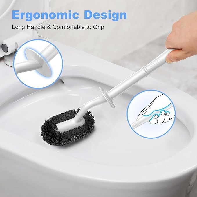 HAMITOR Toilet Bowl Brush Holder Set: Curved Design - Image 5