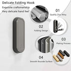 4PCS Folding Coat Hooks, Heavy Duty Wall Hooks Made of Zinc Alloy, Foldable - Image 2