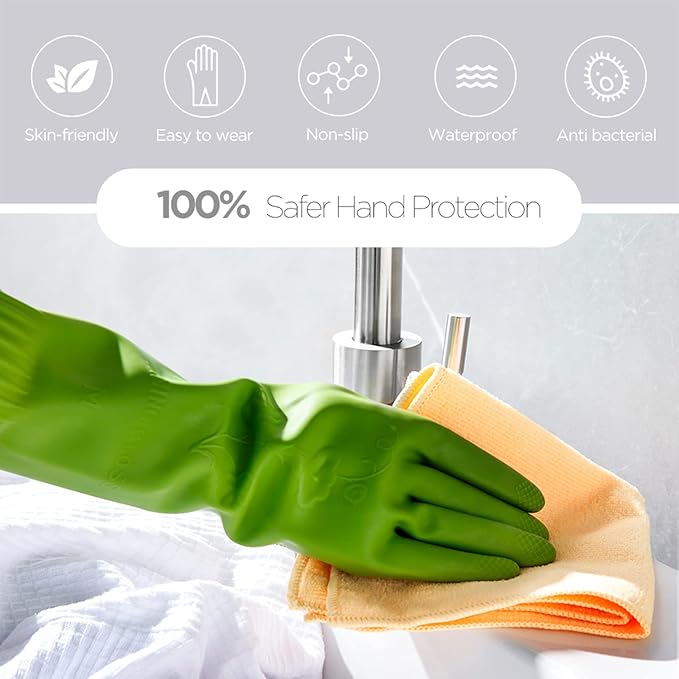 Dishwashing gloves 2 Pairs for kitchen, Rubber cleaning gloves, Long dish - Image 7