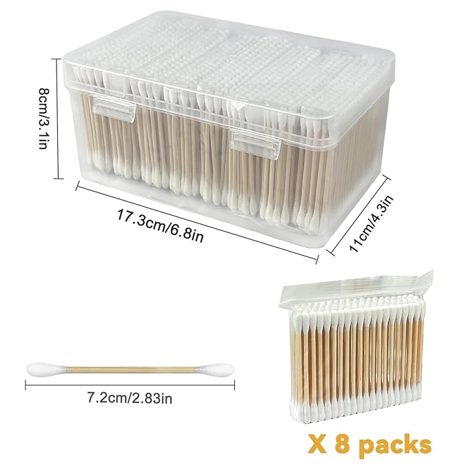 800 ct Bamboo Cotton Swabs for Ears, Double-Tipped Organic Bamboo Sticks for - Image 6