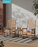 Ciokea Oversized Outdoor Rocking Chair, 380lbs Heavy-Duty Large Patio Rocker, Weather Resistant & Anti-Fade Porch Chair, High Back Cozy Rocking Chair for Outside, Fire Pit, Deck, Garden, Teak - Image 2