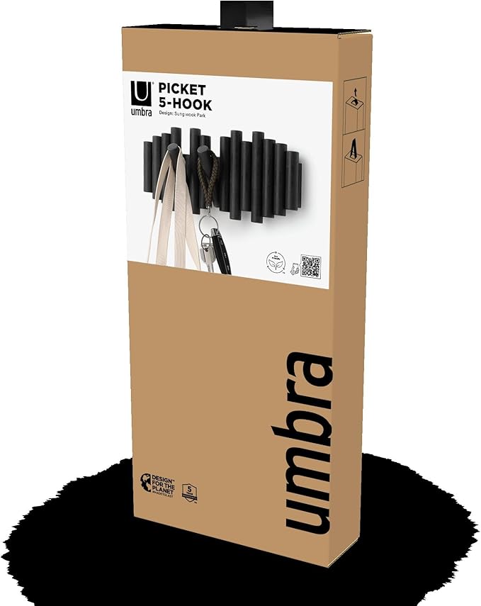 Umbra Picket Wall-Mounted Coat Rack Rail Hook - Image 7