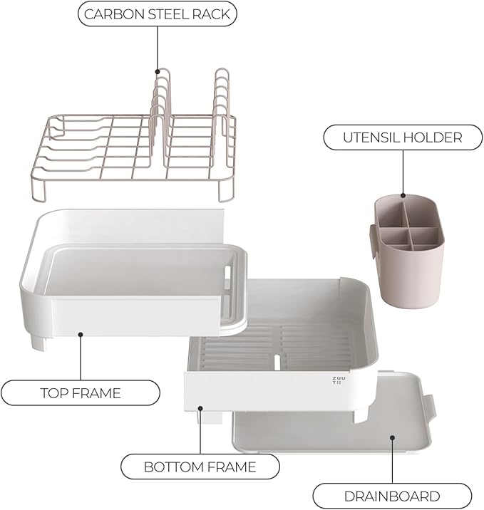 Zuutii Dish Drying Rack with Drainboard, Expandable Large Dish Rack, Sink Dish - Image 3