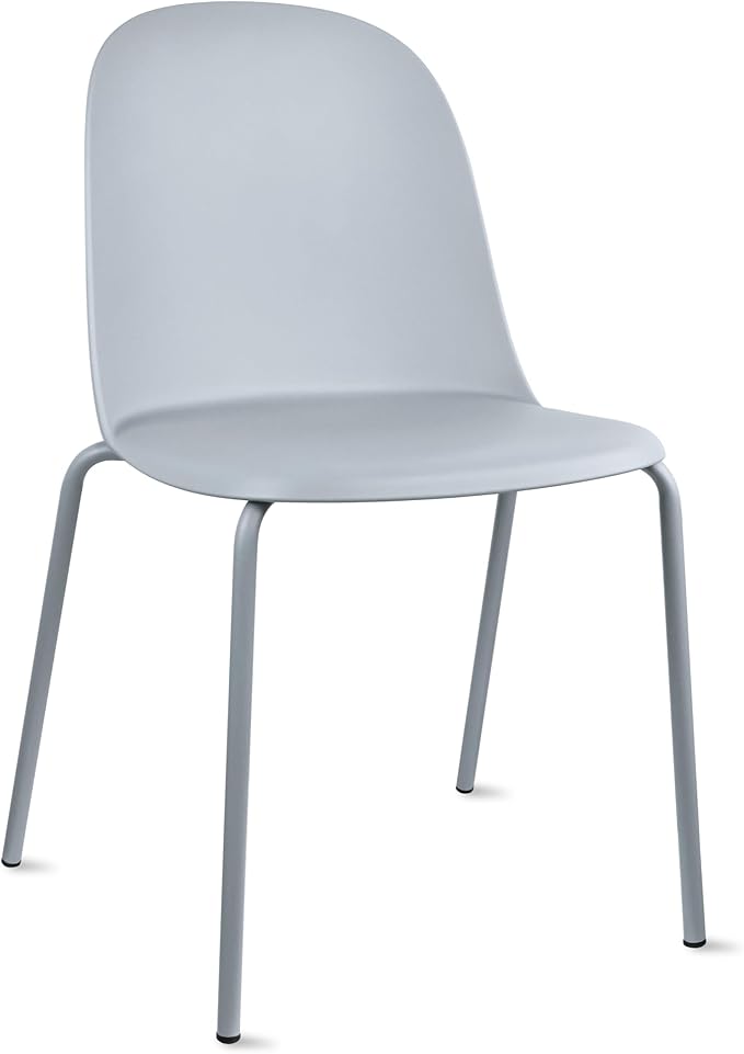 2xhome Modern Stackable Armless Dining Chair | Plastic Shell Seat with Metal Legs | Indoor or Outdoor Use | Home Kitchen Patio (1, Grey, No Padding) by 2xhome