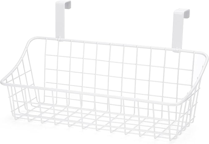 LeleCAT White Basket with hook Grid Storage Basket, Hang it behind a door or on - Image 6
