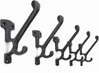 Ambipolar 5 Pack Decorative Cast Iron Heavy Duty Double Hooks, Wall Mounted - Image 5