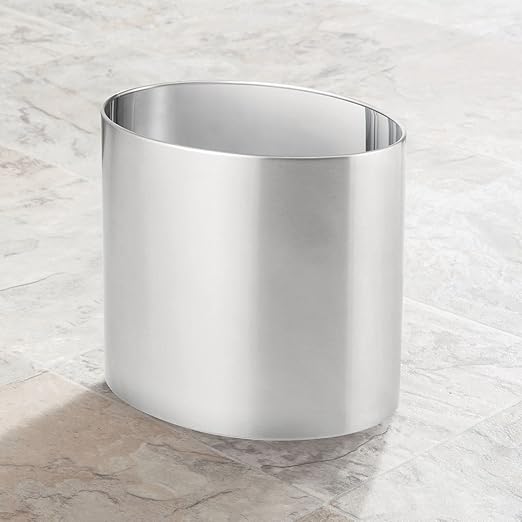 mDesign Stainless Steel Metal Oval Trash Can, 7.9 Liter/2.09 Gallon Wastebasket - Image 3