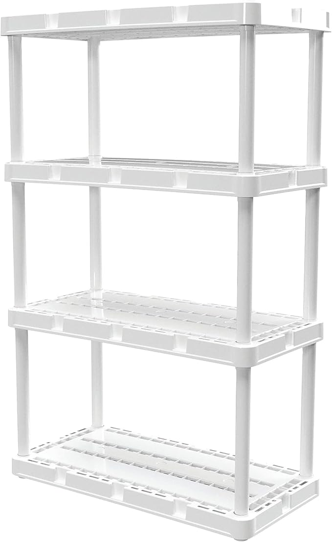 Gracious Living 3 Pack Light Duty Storage Shelves, Knect-A-Shelf 4-Shelf Ventilated Shelving Rack Organizer for Home, Garage, Basement & Laundry, White - Image 6