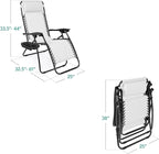 Best Choice Products Set of 2 Adjustable Steel Mesh Zero Gravity Lounge Chair Recliners w/Pillows and Cup Holder Trays - Snow/Black - Image 2