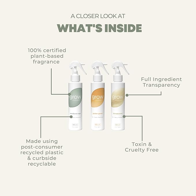 Grow Fragrance 100% Plant-Based Air Freshener Spray | Freshen Fabric & Rooms | - Image 6