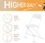 VINGLI 5 Pack White Plastic Folding Chair, Indoor Outdoor Portable Stackable Commercial Seat with Steel Frame 350lb. Capacity for Events Office Wedding Party Picnic Kitchen Dining - Image 4