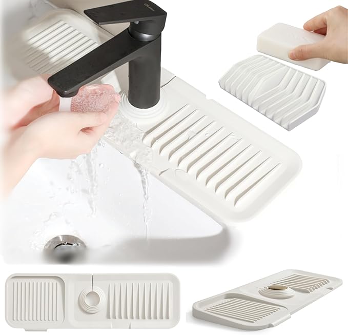 Kitchen Silicone Sink Splash Guard, 5° Slope Type Design Sink Mat, Sink Faucet by GCFTIFF