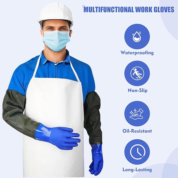 27.2" Long Rubber Gloves, Heavy Duty Chemical Resistant Gloves - Image 5