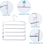 FeeraHozer Pants Hangers Space Saving 3 Pack No Slip 5 Layers Multi Functional - Image 3
