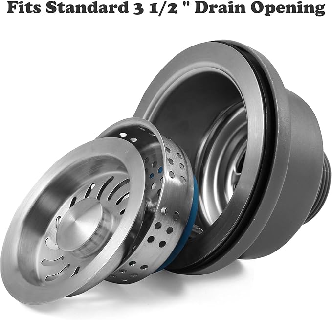 3-1/2'' Kitchen Sink Drain Kit Sink Drain Basket Sink Drain Assembly 304 - Image 2