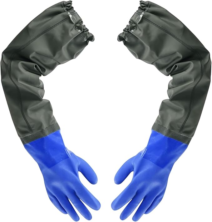 27.2" Long Rubber Gloves, Heavy Duty Chemical Resistant Gloves by Unknown