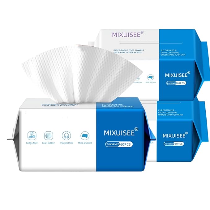 Disposable face towel, MIXUISEE thick and soft face towels, 100% cotton face by MIXUISEESkincareFlagshipSto