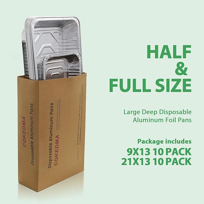 Aluminum Foil Pans 20 Pack, 9x13 10 Pack, 21x13 10 Pack, Disposable Full Size - Image 6
