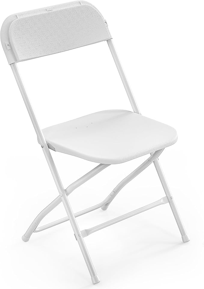 VINGLI 1 Pack White Plastic Folding Chair, Indoor Outdoor Portable Stackable Commercial Seat with Steel Frame 350lb. Capacity for Events Office Wedding Party Picnic Kitchen Dining by VINGLI