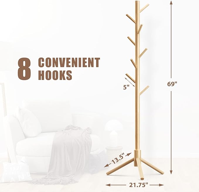 Haddockway Wooden Coat Rack Stand - Image 2