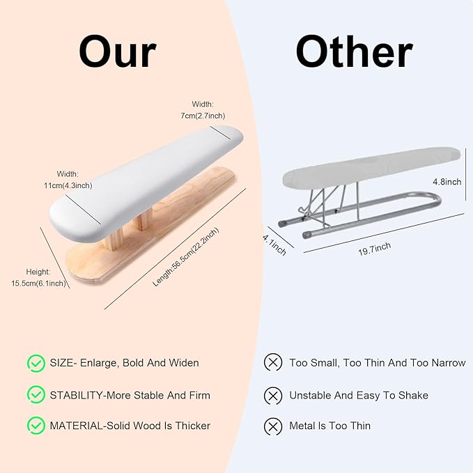 Upgraded Padded Longer Sleeve Ironing Board, Sleeves & Chest Tailor, Portable - Image 6