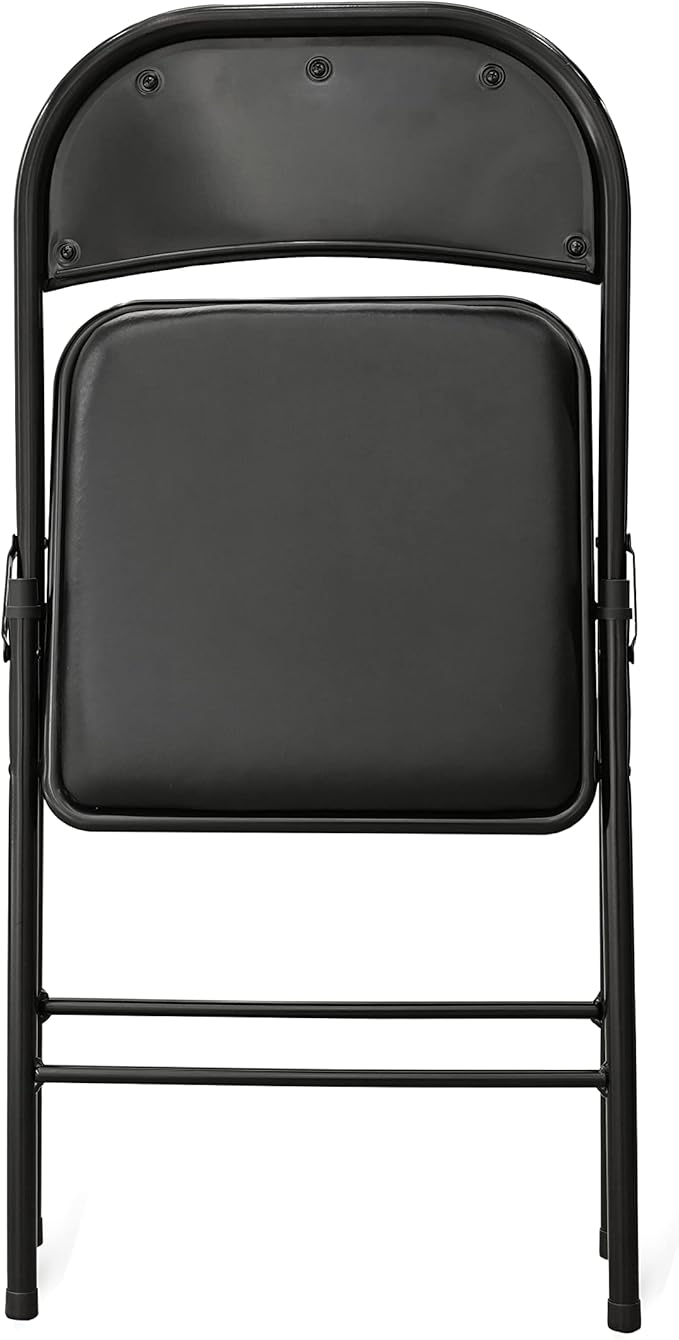 Amazon Basics Comfortable Vinyl-Padded Metal Steel Folding Chairs for Events, Easy to Fold and Store, Black, 4-Pack - Image 5