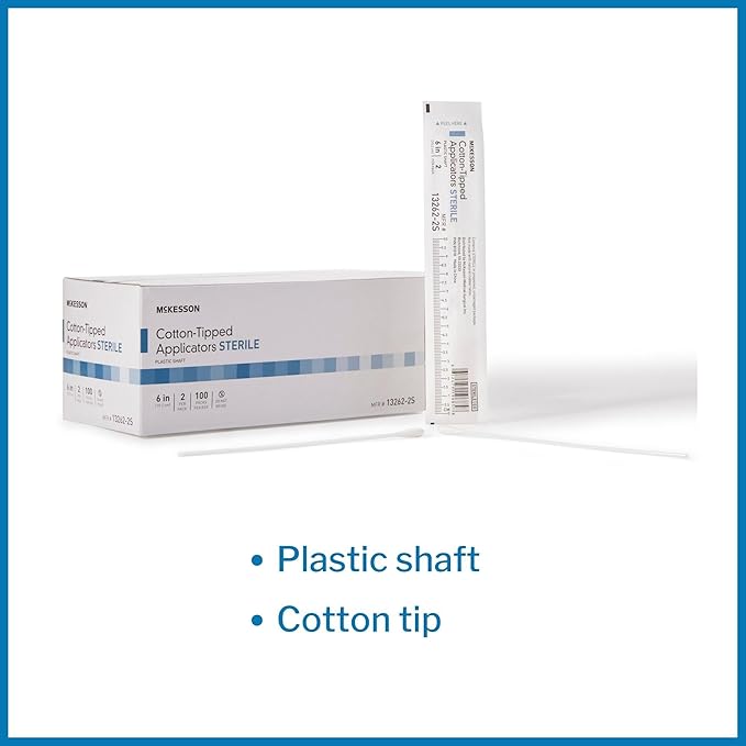 McKesson Cotton Tipped Applicator, 6 in Long Sterile Medical Swabs, - Image 2