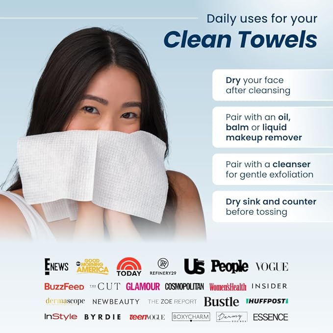 Clean Skin Club Clean Towels®, 100% USDA Biobased Face Towel, Disposable Face - Image 6