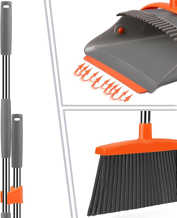 Broom and Dustpan Set for Home, Broom and Dustpan Combo for Office, Long Handle - Image 3